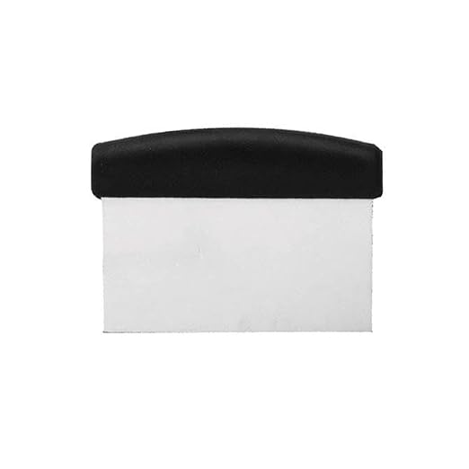 FSE Stainless Steel Dough Scraper with Plastic Handle, Bench Scraper for Baking and Food Prep, Durable Metal Blade, 6" x 3" Size, Comfortable Grip, Silver/Black, 1 Pack