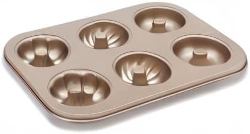 Beasea Donut Molds for Baking 6-Cavity, 2 Count Mini Small Doughnut Baking Pan Nonstick Bagel Carbon Steel Tray Bagels Mold for Oven
