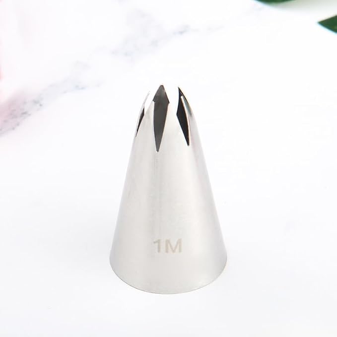 1M Piping Tip Set of 5, 304 Stainless Steel Star Seamless Icing Nozzles for Cupcakes, Cookies, Cake Decorating, and Baking Tools, Durable Frosting Tip