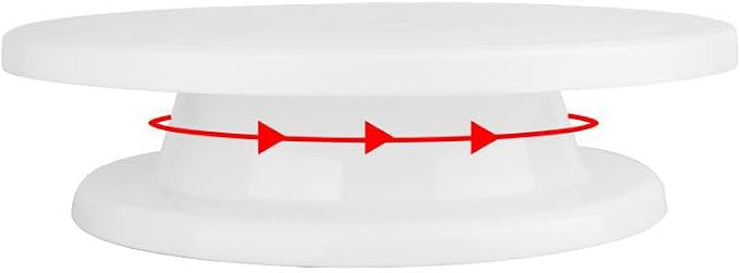 11 Inch Cake Turntable, Smooth 360° Rotating Cake Stand with Non-Slip Base, Professional Food-Grade Cake Decorating Supplies & Baking Spinning Spinner for Display, White