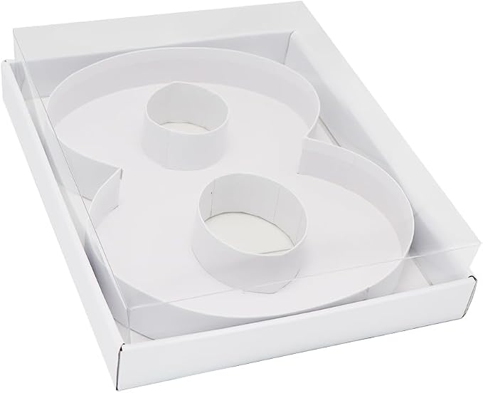 WENPACK 12.5" Fillable Cardboard Number Shaped Box With Clear Lid Birthday Treat (White, 8)