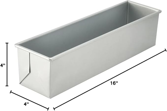 Soro Essentials- 16” x 4” Aluminized Steel Pullman Pan with Silicone Glaze Non-Stick Finish 2 lb- Straight-sided Folded Construction Quick Release Bakeware Bread Loaf Pan Loaf Baking Pans