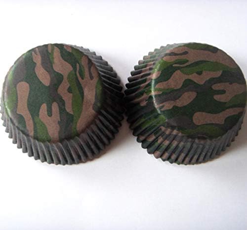 black camouflage greasproof Paper Muffin Cupcake Liners case Baking Cups 100 pcs,Standard Size 2x1.25inch (black camouflage)