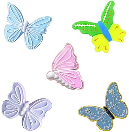 5Pack Butterfly Cookie Cutter Set, Stainless Steel Butterfly Wings Shaped Baking Molds for Biscuit Fondant DIY Cake Craft Pastry Decoration Party Supplies