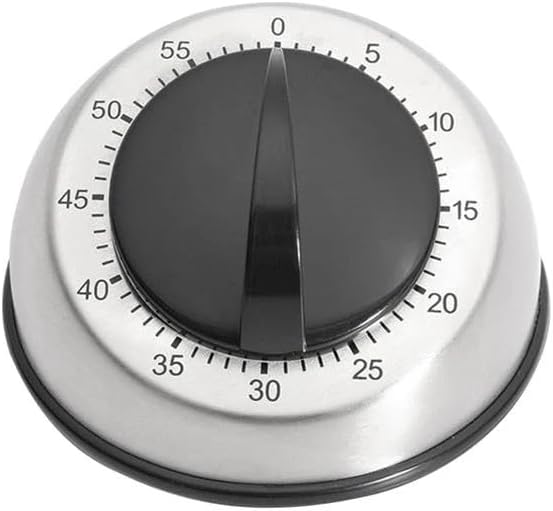 Chef Cooking Magnetic Timer - Battery Free - Loud Alarm Clock, Mechanical Desktop Manual Timer - Magnetic Clock Mechanical, Countdown Reminder - Stainless Steel