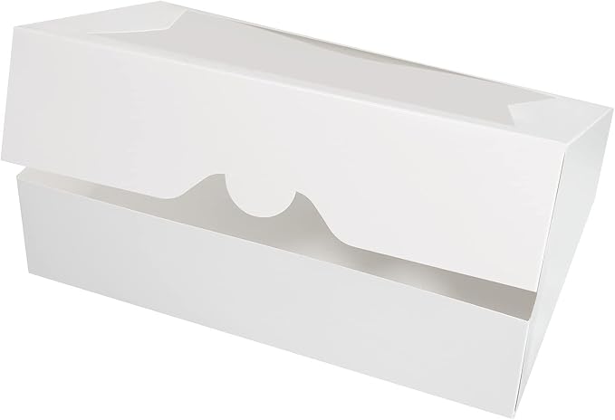 15-Pack 10inch White Pastry Bakery Cookie Box,10x7.75x2.5inch Large Donuts,Muffins,Cookies Boxes with PVC Window - Auto-Pop up Paper Box Nature Cardboard Take Out Container,Pack of 15