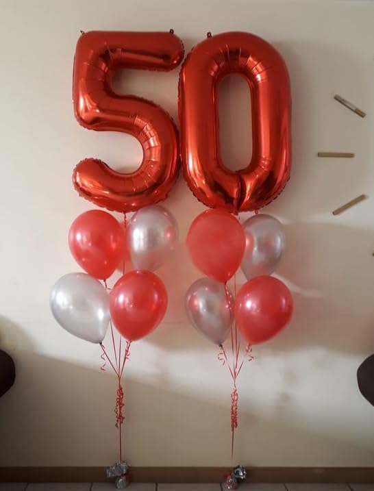 Red Number 0 Balloon 40 Inch, 0 Balloon Number for 10th 20th 30th 40th 50th 60th Birthday Decorations, Red Party Supplies