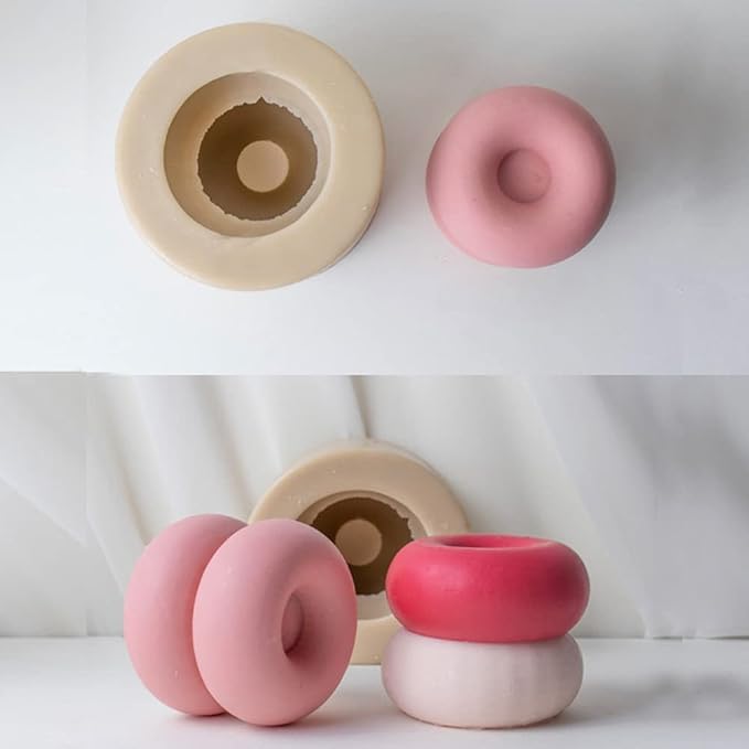 RUNAAJA New Geometric Round Doughnut Candle Abrasive ins Korea oblate DIY Candle Silicone Mold for Soap Tray Handmade Candle Lotion Bar Bath Bomb Cake Home Decoration (2)