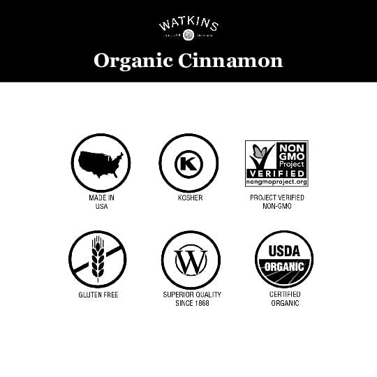 Watkins Gourmet Organic Spice Jar, Ground Cinnamon, 2.5 Ounce Jar, 3 Count
