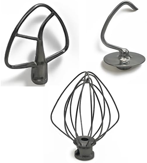 Stainless Steel 3 Piece Kit (KSM5TH3PSS)1pcs K45B Flat Beater,1pcs K45WW Wire Whip, 1pcs K45DH Dough Hook, Fits all 4.5 and 5 quart tilt-head KitchenAid Stand Mixers.