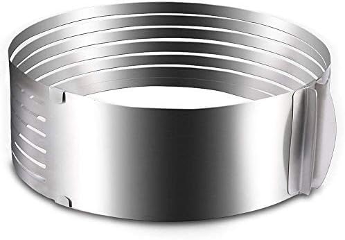 Oranlife Cake Leveler Slicer, Adjustable Round Cake Rings, Cake cutter, 7 Layer Stainless Steel Cake Slicing Accessories, 9.8-12.2 inch