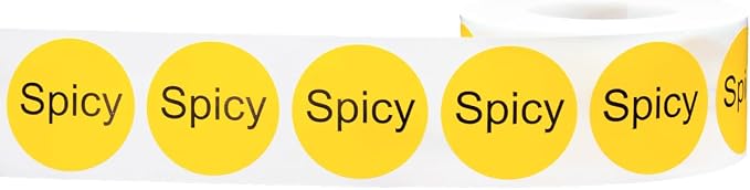Yellow with Black Spicy Circle Dot Adhesive Stickers, 1 Inch Round Labels, 500 Total Stickers