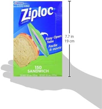 Ziploc Sandwich Bags, 16.5 cm x 14.9 cm, 150 Count (Pack of 9)