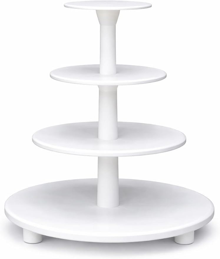 Oasis Supply 4-Tier Cake Stand – White Plastic Tiered Dessert Display Stand, Cupcake Stand for Cakes, Cupcakes, Weddings, Parties & Dessert Table Decorations