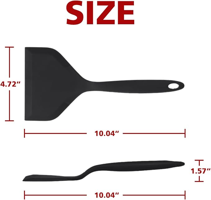 Silicone Japanese Tamagoyaki Omelette Spatula Wide Silicone Pancake Spatula Nonstick Heat-Resistant Pancake Shovel for Egg, Fish, Burgers, Steak and Pizza,Black