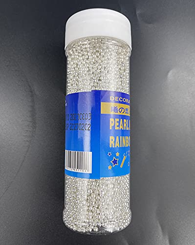 Sprinkles Pearl Sugar 2mm Candy 120g/ 4.2oz Baking Cake Decorations Cupcake Toppers Cookie Decorating Ice Cream Toppings Celebrations Shaker Jar Wedding Shower Party Christmas Supplies (Silver)