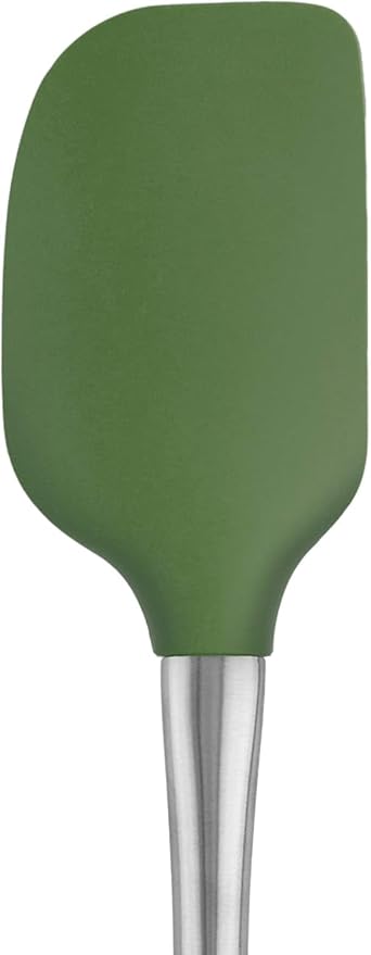 Tovolo Flex-Core Silicone Spatula Metal Handle for Scraping Bowls Mixing & Baking, Dishwasher Safe Heat Resistant Stainless Steel Silicone Spatula for Cast Iron & Nonstick Cookware, Pesto Green