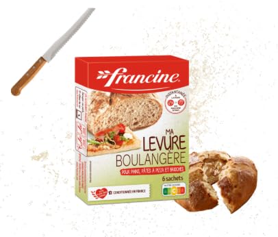 Francine - yeast for baking bread - (6x5g sachets) 30g - bread machine yeast - levadura para hacer pan - Instant dry yeast. Plant-based. French Imported.