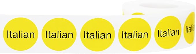 Yellow with Black Italian Circle Dot Adhesive Stickers, 1 Inch Round Labels, 500 Total Stickers