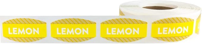 Lemon Grocery Store Food Labels .75 x 1.375 Inch Oval Shape 500 Total Adhesive Stickers