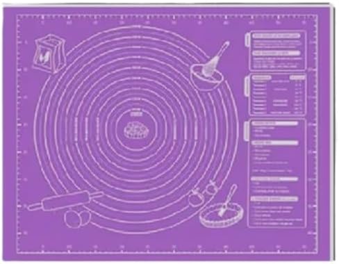 Large Silicone Pastry Mat, Purple, 23.6 x 18.3 inches, Non-Stick Baking and Kneading Mat with Measurements
