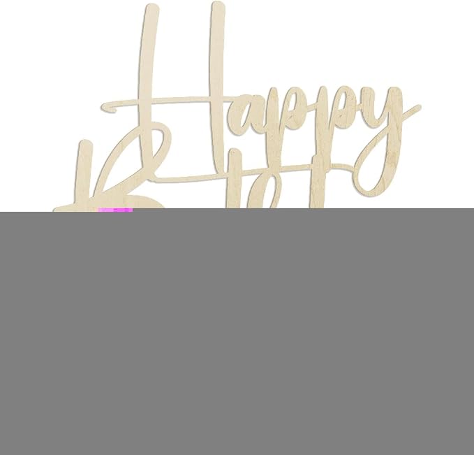 wood Happy Birthday Cake Topper, Happy Birthday Cake Bunting Deco, Baby Gender Reveal Party/Anniversary Party Decoration Supplies (wood)