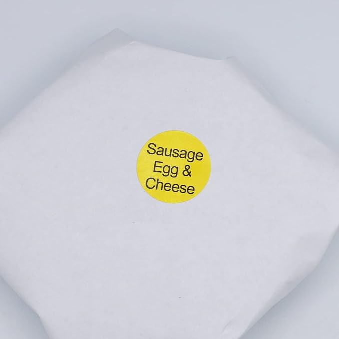 Sausage, Egg & Cheese Deli Labels 1 Inch Round Circle Dots 500 Total Stickers