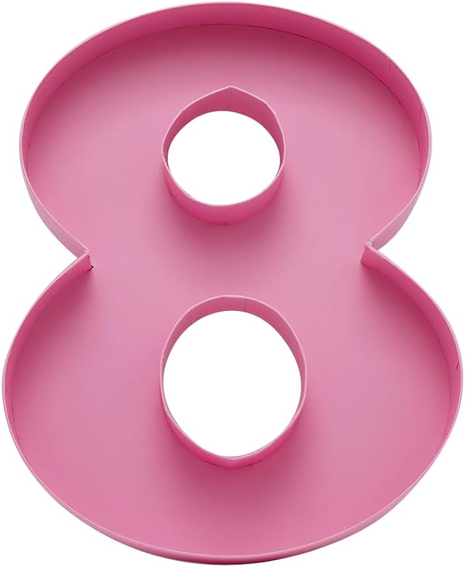 12inch Cardboard Number Fillable Food Tray Box for Charcuterie, Cupcake Arrangement,Birthday Anniversary (Pink 8)