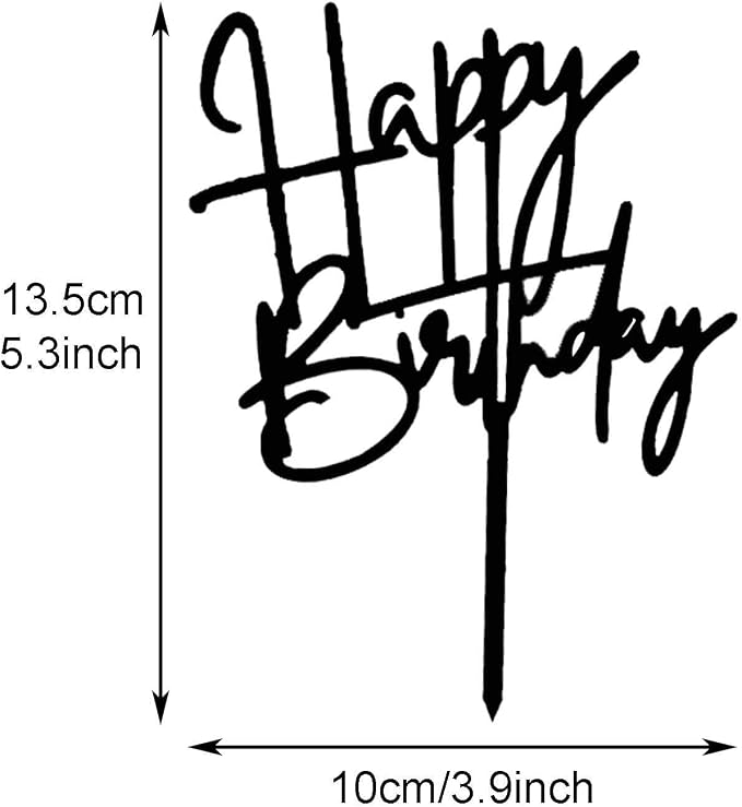 Black Acrylic Happy Birthday Cake Topper Decoration Cupcake Topper For Birthday Party Decorations Supplies(Black 7)