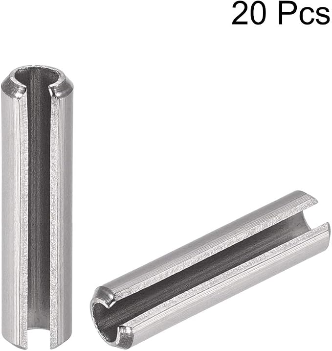 uxcell Slotted Spring Pin - M5 x 35mm 304 Stainless Steel Split Spring Roll Dowel Pins Plain Finish 20Pcs