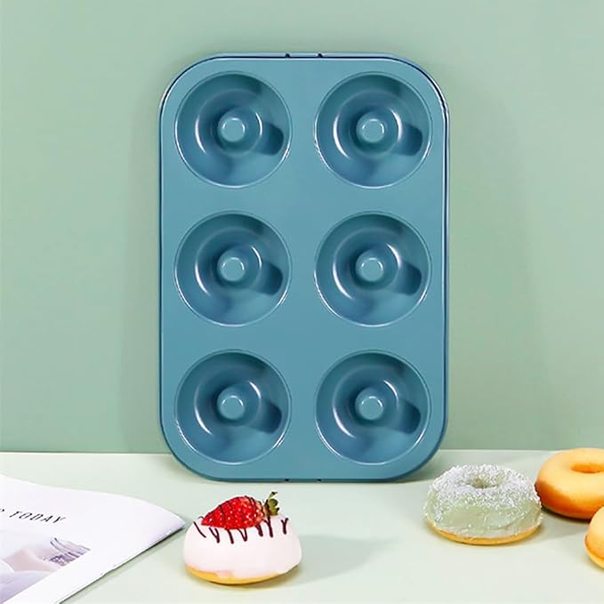 6-Cavity Nonstick Donut Pan Baking Ring Doughnut Pans for Bread Muffin Baking Pastries Cookies, Metal (1 Pack)