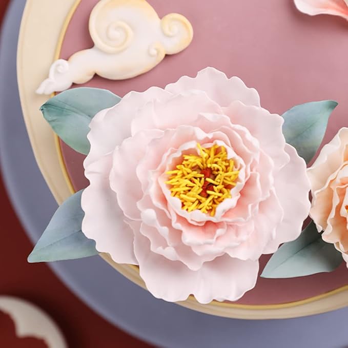 SK 5-Piece Peony Fondant Cutters Set Sugarcraft Modeling Tools Kit for Cake Decoration Green