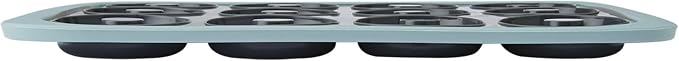 Chicago Metallic Silicone Donut Pan, 12 Cup Blue Nonstick Baking Pan for Donuts, Bagels and More, Wire-Reinforced Rim, Oven Safe to 428F, 14.6 x 10 x 1.4 Inches