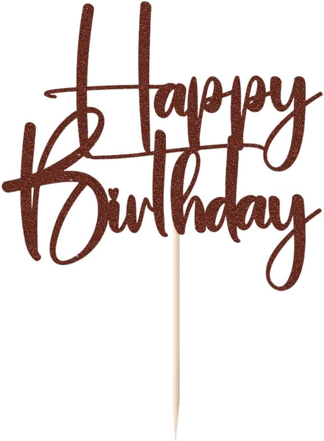 brown Happy Birthday Cake Topper, Happy Birthday Cake Bunting Deco, Baby Gender Reveal Party/Anniversary Party Decoration Supplies (6)