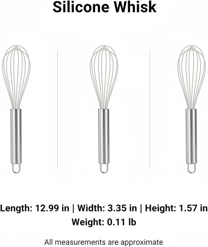Mix Batters and Sauces with This 13-Inch Silicone Whisk Featuring Coated Wires