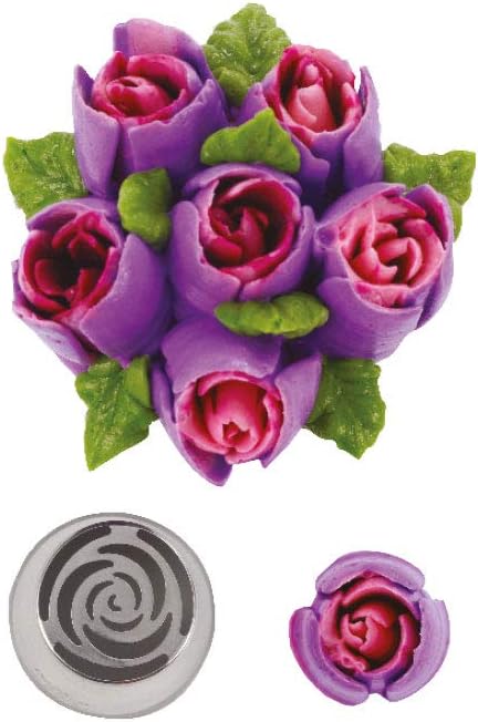 7 Pieces Stainless Steel Small Cake Decorating Russian Tulip Flower Icing Tips Kit with 1pcs Tri-Colors Coupler, Cupcake Decorations Set, Pastry Baking Tools,Plastic Box Package