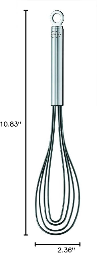 Rosle 95656 Stainless Steel & Silicone Flat Egg Beater Whisk 10.4 Inch, Silver