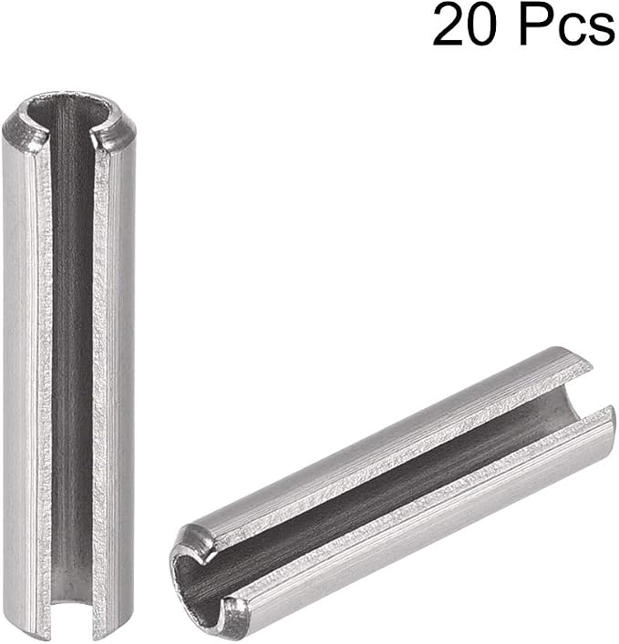 uxcell Slotted Spring Pin - M5 x 40mm 304 Stainless Steel Split Spring Roll Dowel Pins Plain Finish 20Pcs