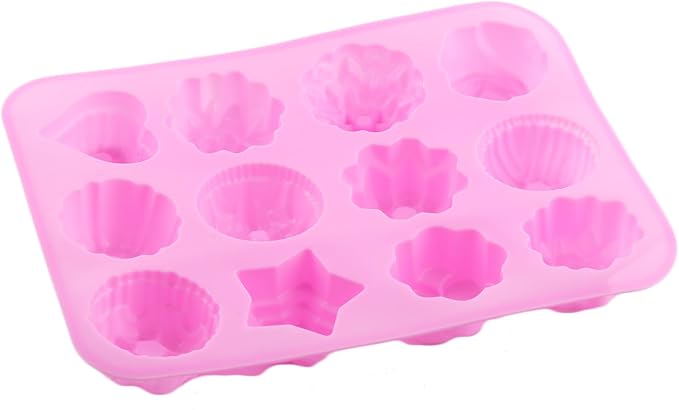 12 Cavity Flowers Silicone Chocolate Molds Flowers and Heart Shaped Mold For Chocolate Candy Set Of 2