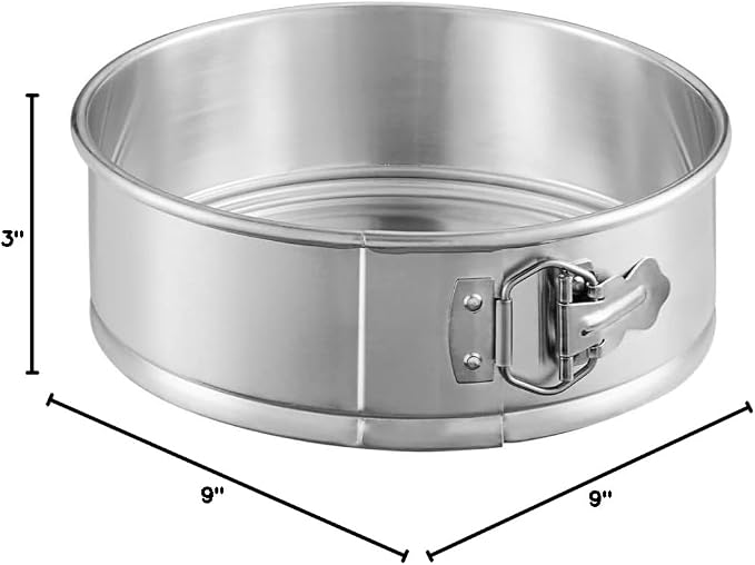 Soro Essentials- 9'' x 3'' Deep Aluminum Round Spring Form Pan- Leak Proof Cheesecake Pan Spring Form Pans with Removable Bottom and Quick Release Latch for Baking Cheesecake Cakes