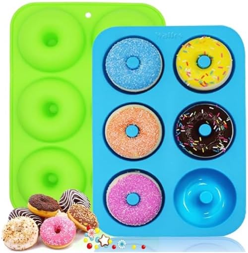 Silicone Donut Mold – 2 Pack Non-Stick Doughnut Pan Set for Baking | Heat Resistant Donut Maker, Easy Pop-Out Design, Dishwasher Safe | Makes Perfect Donuts, Cakes, Biscuits