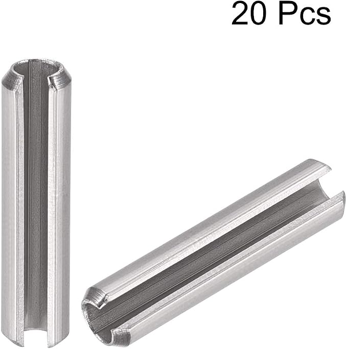 uxcell Slotted Spring Pin - M4 x 25mm 304 Stainless Steel Split Spring Roll Dowel Pins Plain Finish 20Pcs