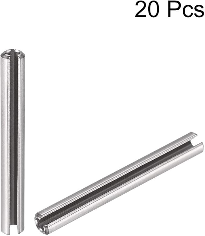 uxcell Slotted Spring Pin - M2 x 20mm 304 Stainless Steel Split Spring Roll Dowel Pins Plain Finish 20Pcs
