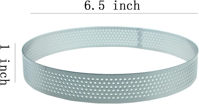 Keewah Round Perforated Tart Ring, 6.5”, Stainless Steel