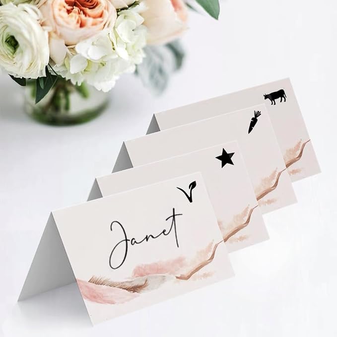 10 Sheets(500 Qty) Meal Stickers,Wedding Food Choice Sticker for Place Cards, Beef, Chicken,Fish (Black)