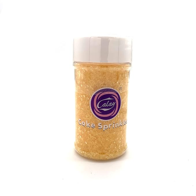 Edible Yellow Sanding Sugar Sprinkles Cupcake Cake Toppers, Celebrations Candy Pearls Shaker Jar Wedding Party Cake Dessert Food Decoration Supplies 3.2oz(Yellow)