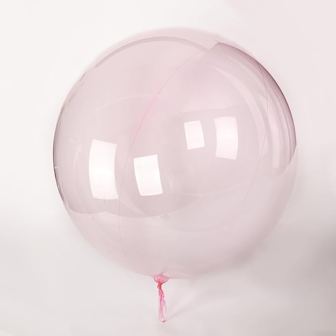 24 Inch Pink Bobo Balloons, 20PCS Bubble pink transparent Balloons Helium Style Large Transparent Balloon for LED Light Up Balloon Birthdays Anniversary Weddings Baby Showers Party Decorations