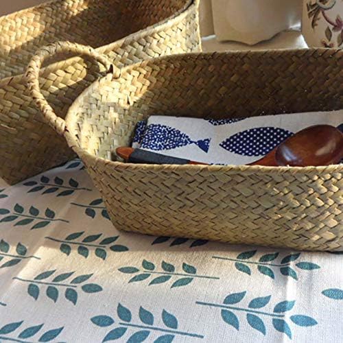 Handmade Woven Basket Straw Food Organizer Rattan Breadfruit Case Holder(S,24X15X9cm)