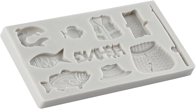 Fishing Tool Silicone Mold Small Fish Fondant Molds For Cake Decorating Cupcake Topper Candy Chocolate Gum Paste Polymer Clay