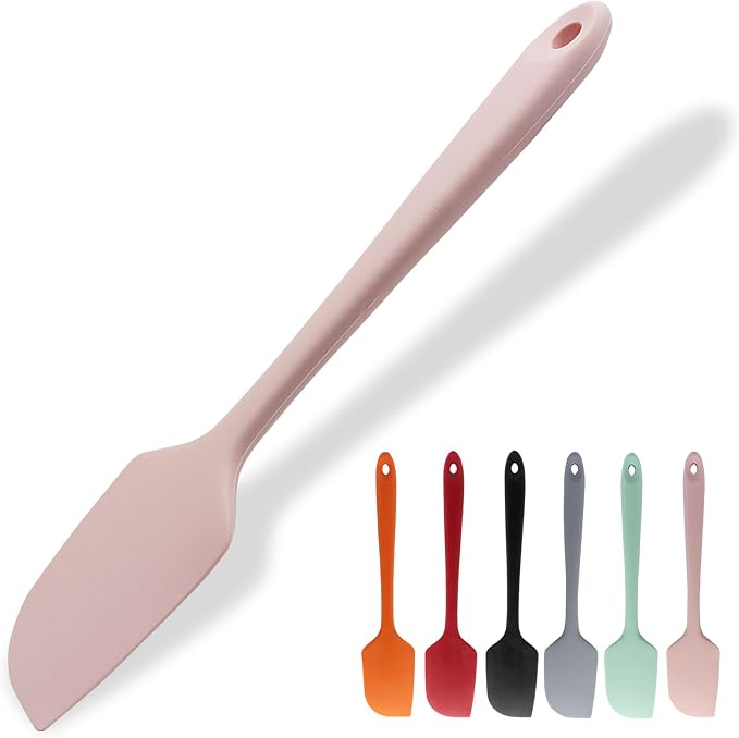Large Silicone Spatula, 11.4 Inch Rubber Spatula with Nylon Core, Heat Resistant to 446°F, Kitchen Cooking Utensils Baking Bowl Scraper for Mixing & Scraping (Pink)